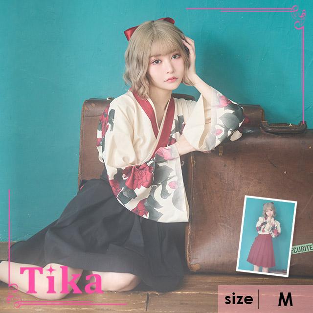 コスプレ衣装 袴衣装 花柄 膝丈 和服 着物 3点セット トップス 袴 リボン 和装 袴セット レディース