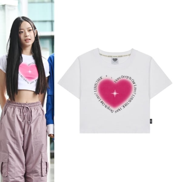 【NewJeans着用】 LUV IS TRUE SU TWINKLE CROP TEE WHITE 半袖Tシャツ