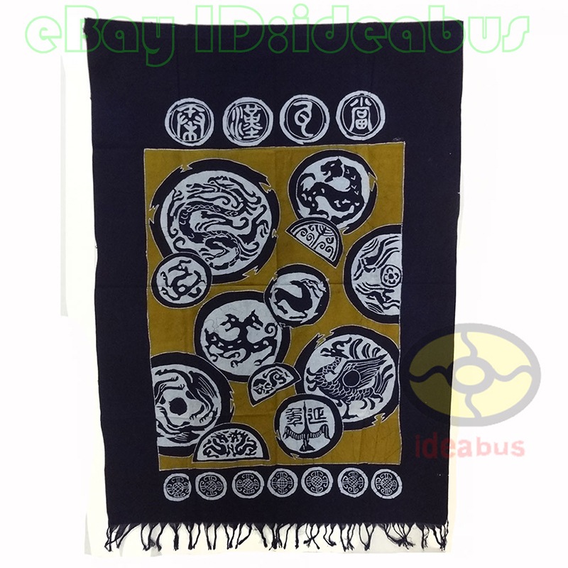 蜜蝋ラップ絵ろうけつ染めの絵 Wall Hanging Batik Tapestry Ancient Beast Eaves Tiles in China Qin Han Dynasties
