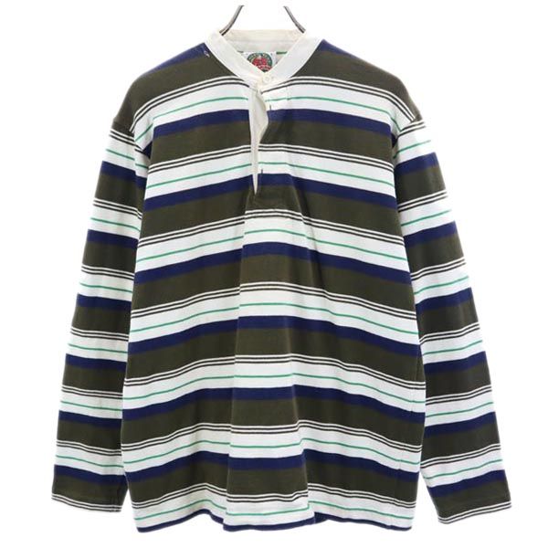 ボーダー 長袖 ラガーシャツ L ポロシャツ メンズ