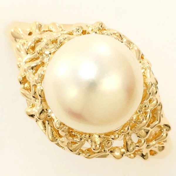 K14 14金 YG リング 指輪 8号 パール(真珠) 約8mm ジュエリー 中古