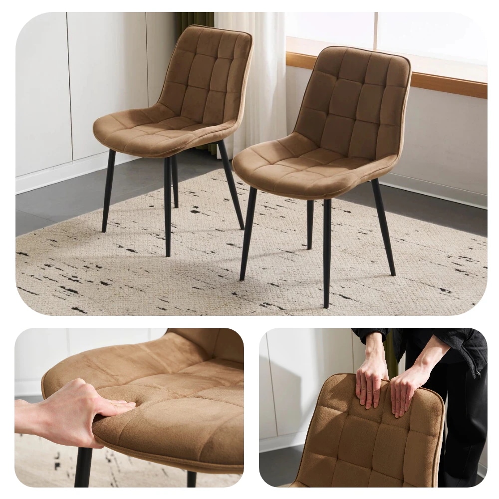 【2脚】ダイニングチェア 椅子 ベルベット座面 コンパクト スチール脚 来客対応チェア おしゃれ 組立簡単 北欧風 イス テレワーク 在宅ワーク耐荷重130kg