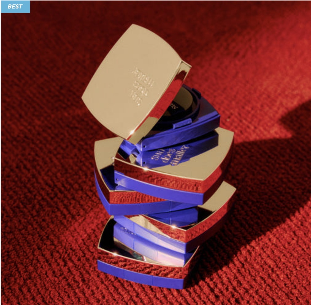 サンダーズマター スキンフィットシールド メッシュファンデーションバームSPF搭載・ツヤ肌仕上げ・パフ付きコンパクトタイプ