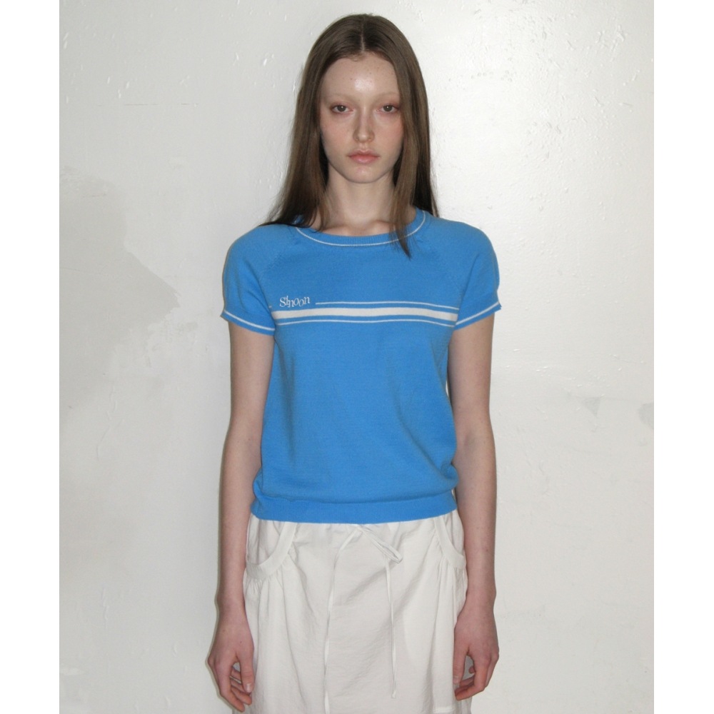 SINOON SN クラシックロゴハーフニット (ブルー)