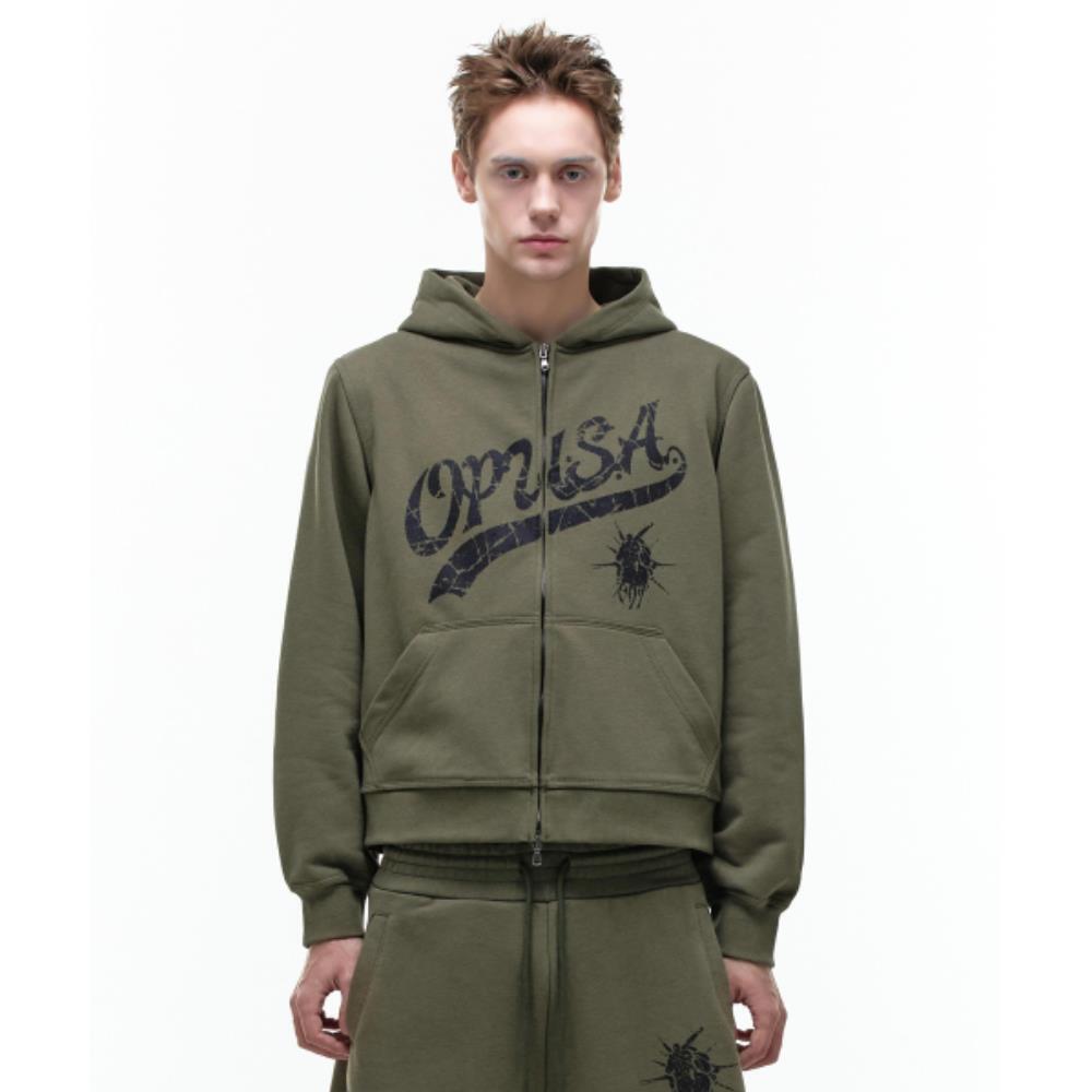 OPUS0012 Op 07 BREEDBLACK HOODZIP KHAKI OP5B2R1210KHK