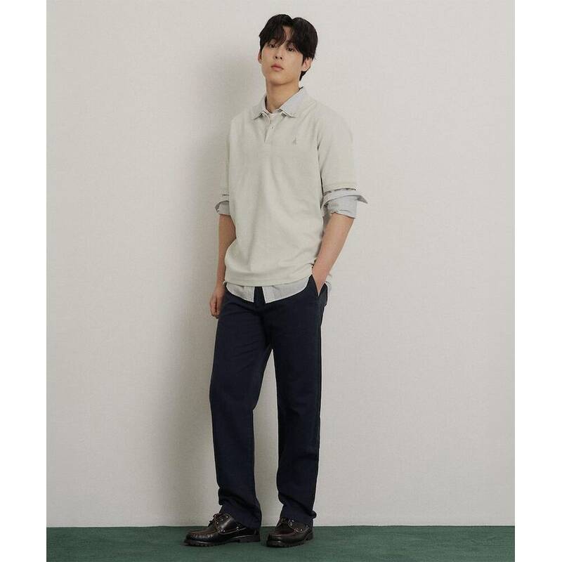 BEANPOLE MEN ガーメントダイ セミワイドパンツ ネイビー BC6321C27R 422860