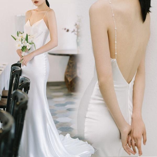 花嫁 ウェディングドレス ファスナー 白ドレス ワンピース 花嫁 結婚式 二次会 披露宴 前撮り 後撮り 撮影用 ビーチフォト 12,824円