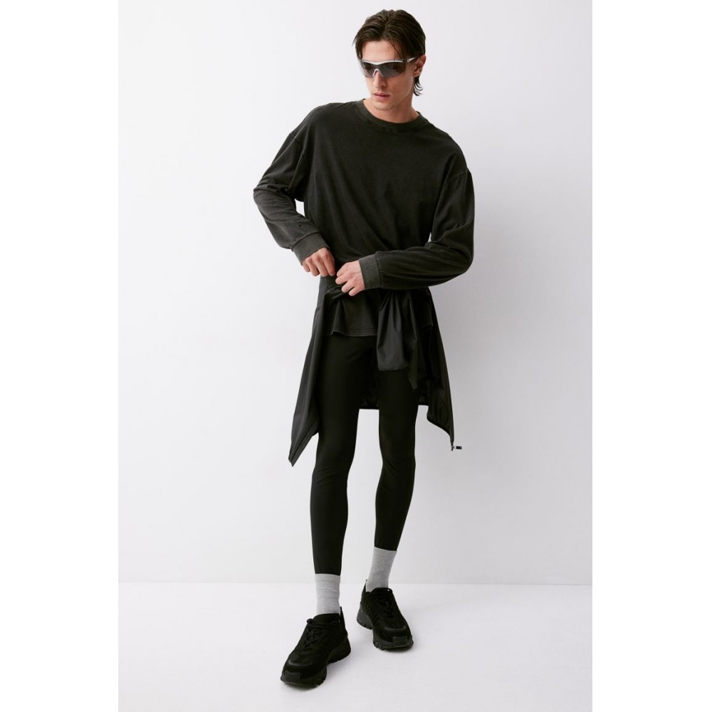 H&M ドライムーブランニングタイツブラック