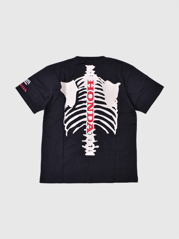【在庫処分】HONDA ホンダ Tシャツ 半袖 ホンダレーシング HRC ボーン刺繍 ボーン 骨 WINGマーク トリコロール バンソンレザー 本田 HRV-2402