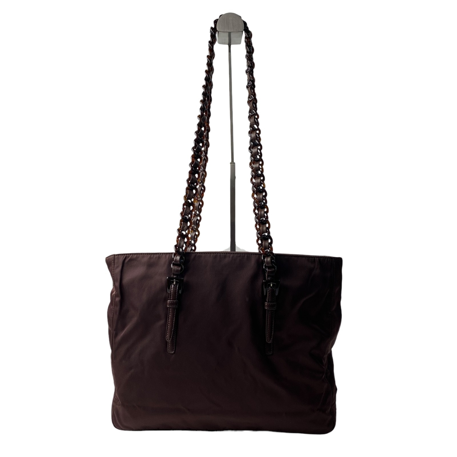 プラダ PRADA レディース ナイロン チェーントートバッグ 三角ロゴプレート 肩がけ