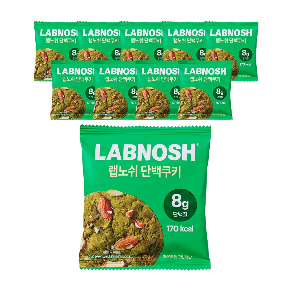 [韓国食品]ラプノッシュタンパククッキーアーモンド＆グリーンティー40g10個