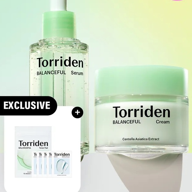 [SET] 토리든 バランスフル シカ 鎮静セラム 50ml + バランスフル クリーム 80ml (+無機日焼け止め 2ml*5枚+シカ トナーパッド*10枚)