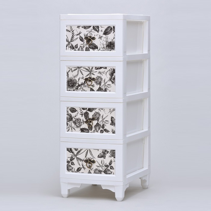 カドリープレミアム 4段 ボタニー CDL-04W-BN ホワイト チェスト