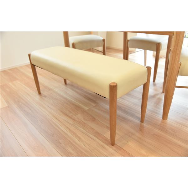 ダイニングベンチ/食卓椅子 (ナチュラル) 幅110×奥行36×高さ46cm PVC 木製 組立品 (リビング 在宅ワーク テレワーク)