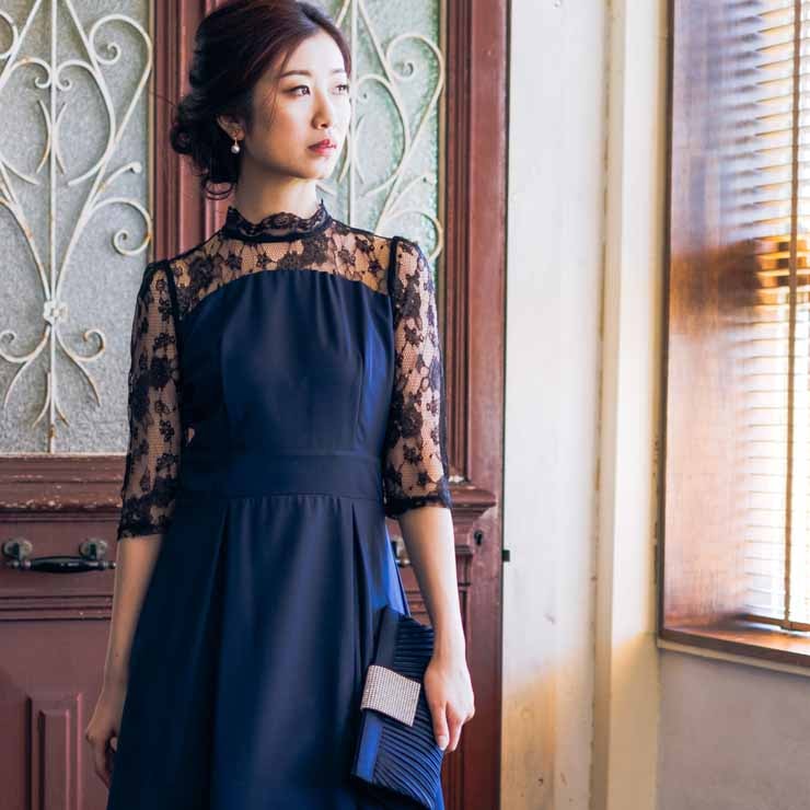 パーティードレス 結婚式 ワンピース レースシースルーのクラシカルロングワンピース ワンピース 結婚式 パーティドレス 結婚式 ドレス ドレス 二次会 パーティ 入園式 卒業式 発表会 入学式 One