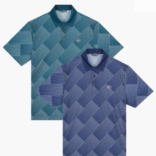 幾何学プリントカラーTシャツCDAAATS2492_IC
