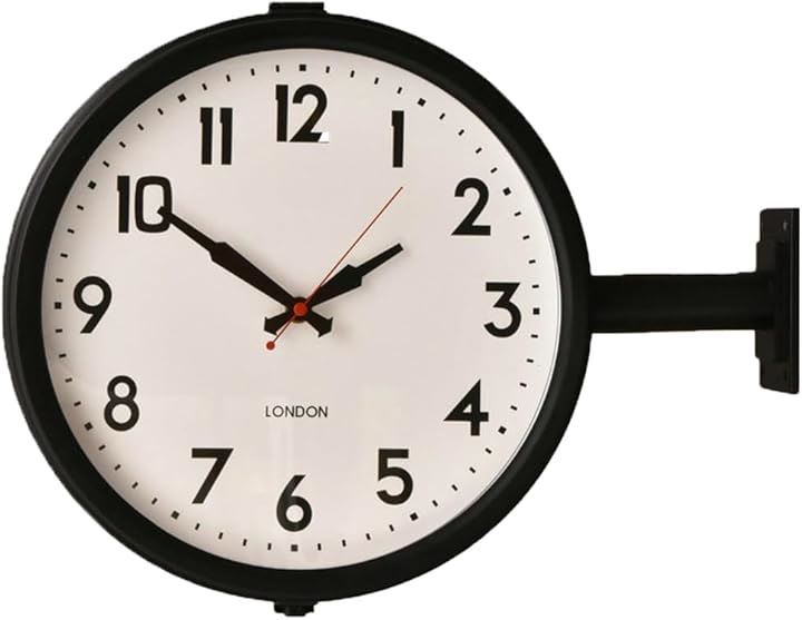 モダン ダブルフェイス デジタル 壁掛け時計(ブラック)