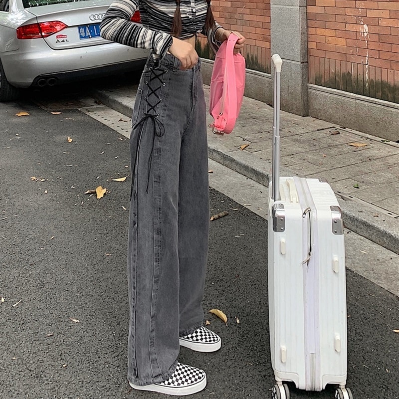 パンツ ジーンズ ワイド スリット ポケット ハイウエスト デニム かわいい 大人可愛い きれいめ 大人 上品 おしゃれ 大人女子 こなれ感 メンズライク ボーイッシュ 個性的 無地 春 秋 10代