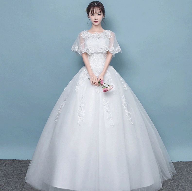 ウェディングドレス2025フォレストスタイルのテールラウンドネック語バージョンプリンセスブライドガールスリミングウェディングドレス