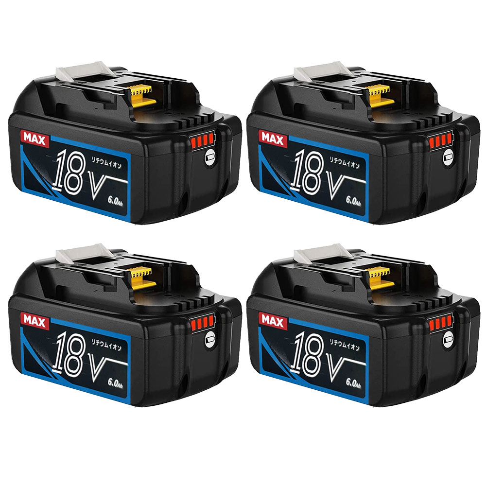 マキタ バッテリー 18v 6.0Ah BL1860B 4個 互換バッテリー 18v6a 残量表示 リチウムイオン インパクトドライバー 電動工具 マキタ 純正 互換 充電器対応 PSE認証