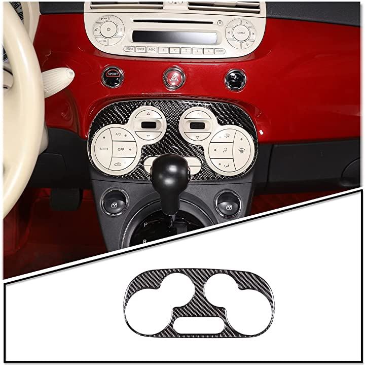 FOR FIAT 500 2011-2019年適用 カーボンファイバースタイルの車内および外装装飾トリムキット 10 黒( 黒 - 炭素繊維のテクスチャ, スタイル 10)