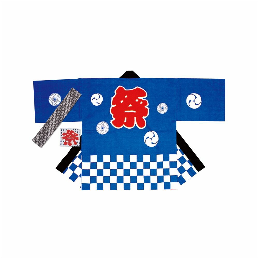 （まとめ買い）ササガワ 祭袢天（はんてん） 市松青 大人 M 1セット入 40-3106 [x3]