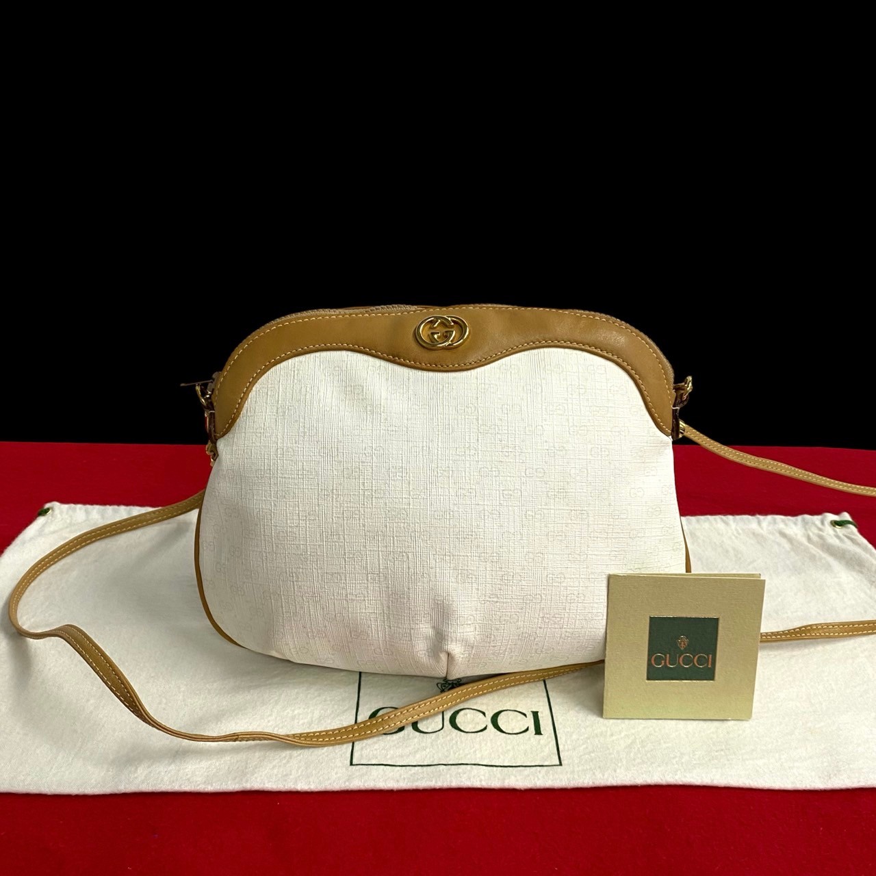 ヴィンテージ マイクロ GGショルダーバッグ レザー PVC ブラウン 22893