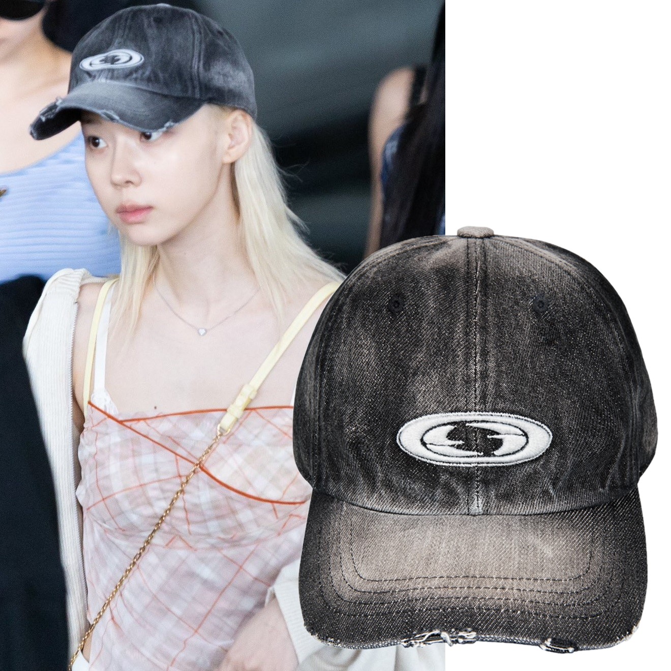 [aespa ウィンター着用] DENIM OVAL LOGO CAP [BLACK]