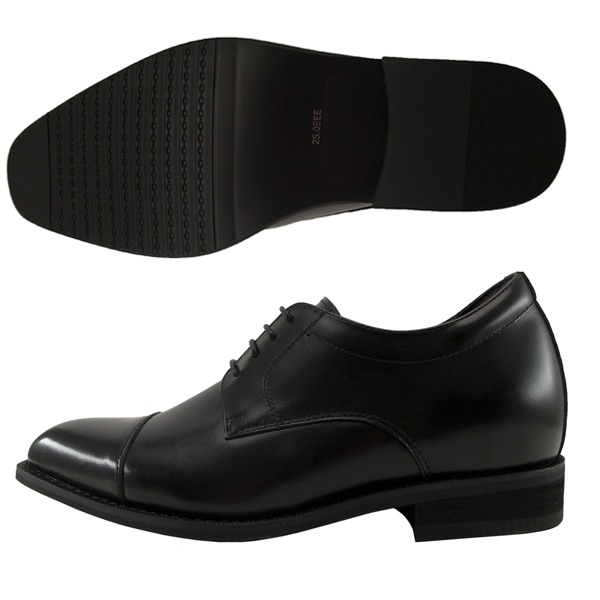 ヒールアップシューズ 1608 レニカ ストレートチップ 3E ブラック シークレット レースアップ ビジネスシューズ 紳士靴 6cmアップ