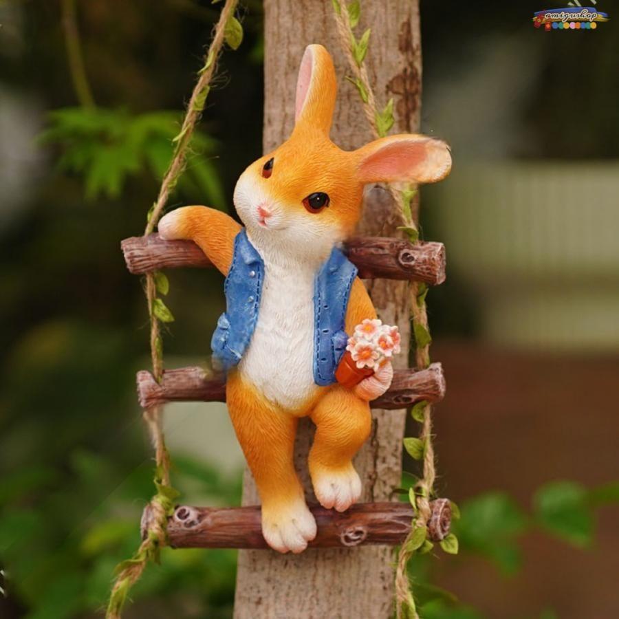 下げ飾り物 屋外装飾 ガーデニング置物 がーてにんぐ置き物 うさぎ カントリー 樹脂 置き物 お祝い プレゼント 雑貨 吊り下げ置物 屋外用彫像