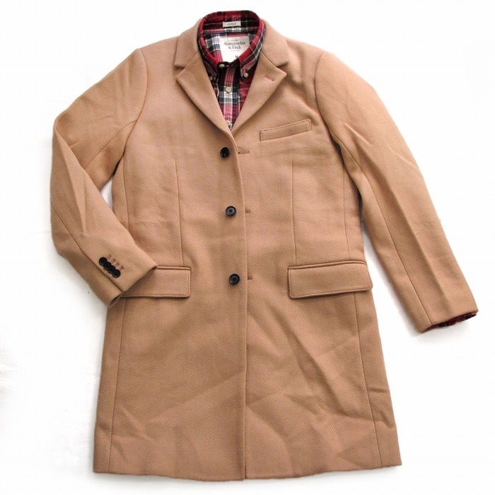 本物保証 Abercrombie&Fitch ItalianWool Long Coat Camel