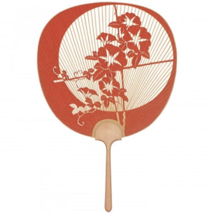 日本製(MADE IN JAPAN) うちわ 優美 (赤) 片面透かし 1163