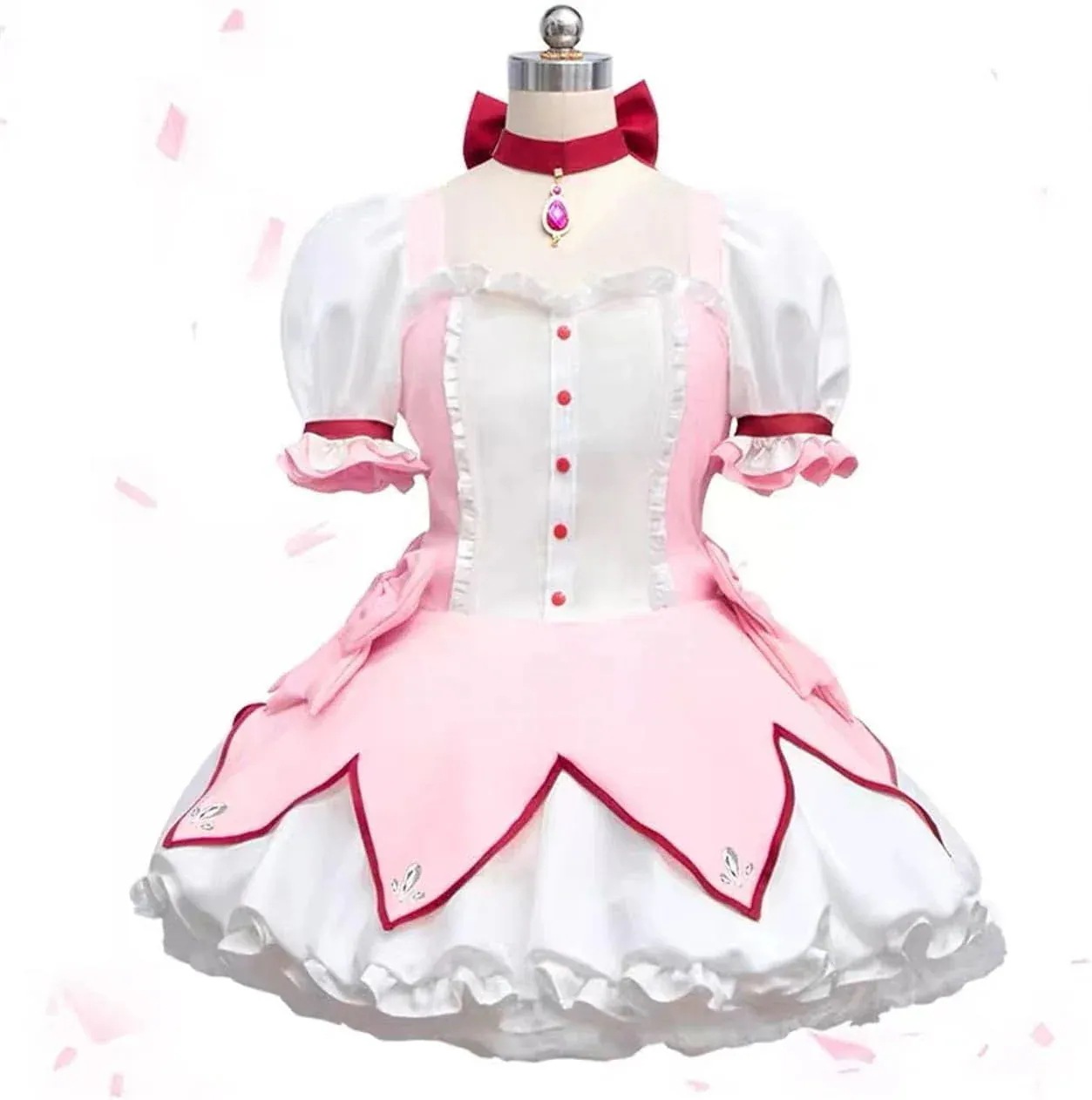 wusuobic[迅速な出荷]魔法少女まどかマギカ コスプレ衣装 鹿目まどか コスチューム ウィッグ 靴 道具追加可能 舞台装 演出服 文化祭 イベント 撮影 パーティー