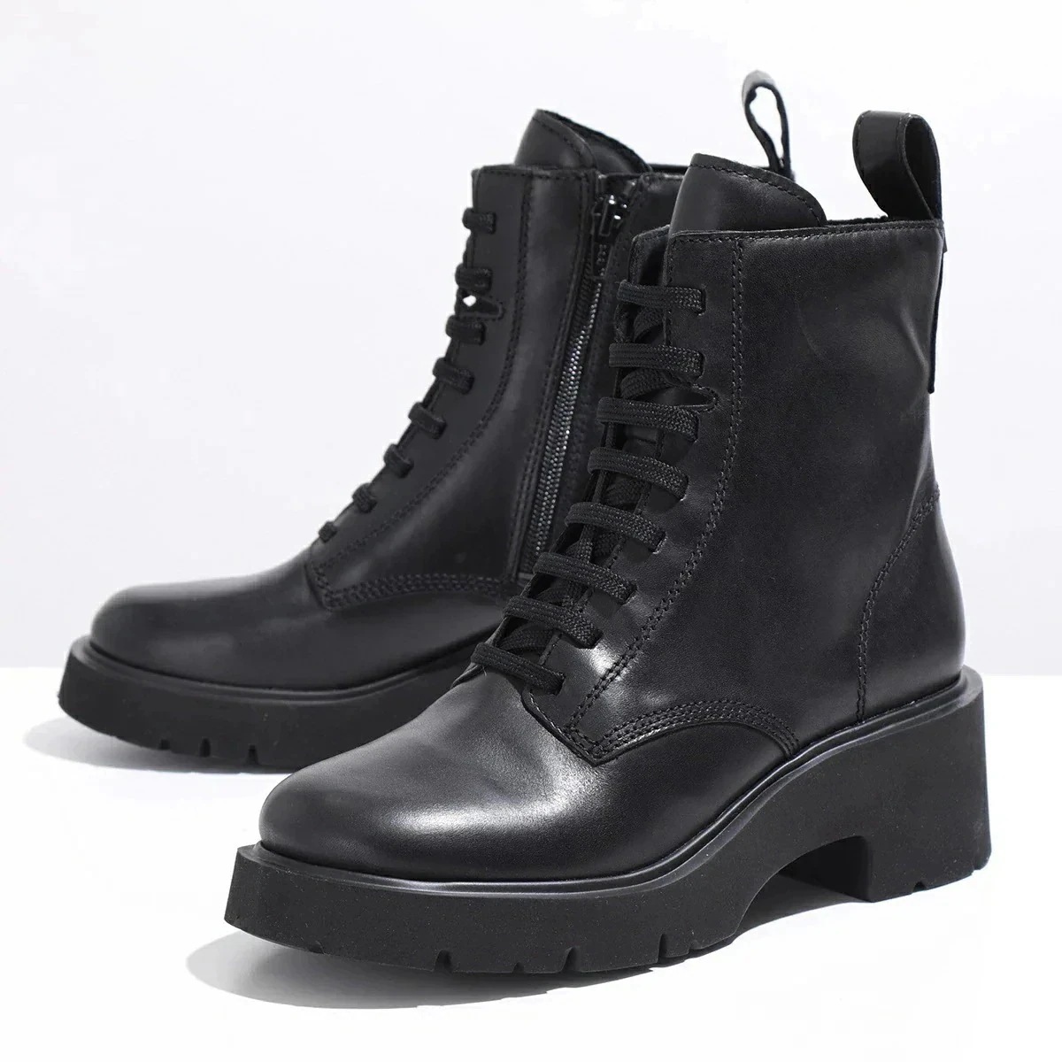 CAMPER カンペール アンクルブーツ Milah K400577 ミラ ショートブーツ レースアップ レザー チャンキーソール ジップアップ 靴 001 【