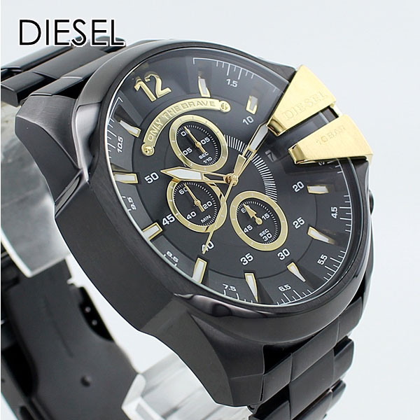 男性 お父さん 彼氏 息子 誕生日ギフト ディーゼル 時計 メンズ 腕時計 手表 ブラック メタル デイカレンダー クロノグラフ メガチーフ ビジネス ポイント消化