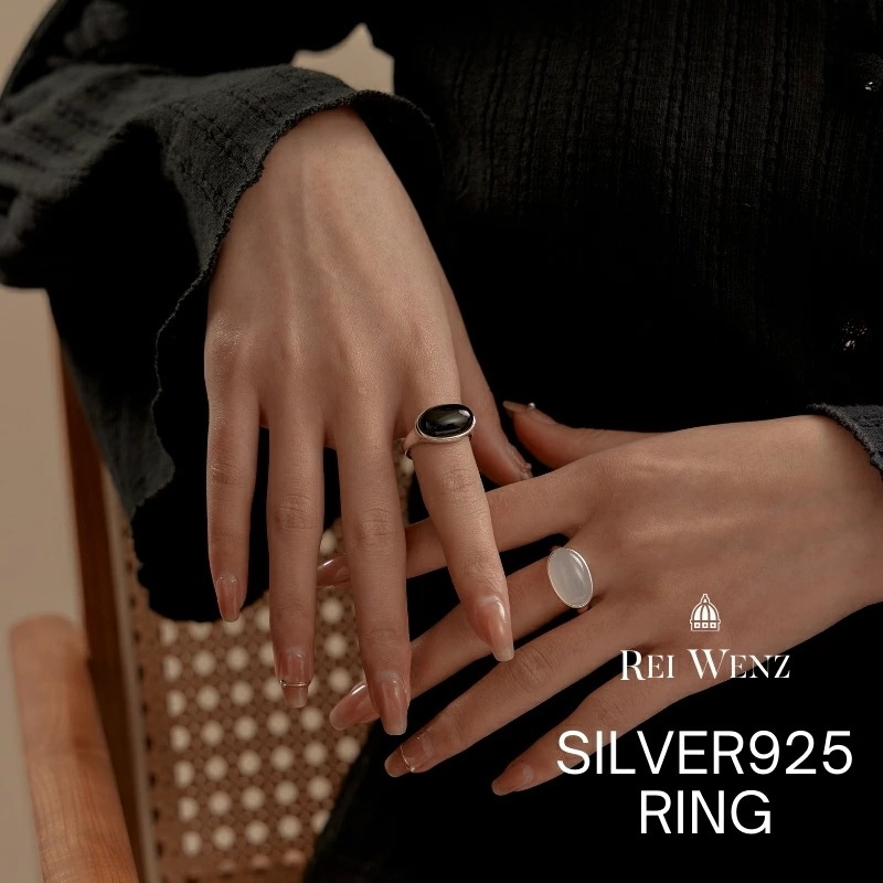 【高品質Silver925/天然石】シルバー リング 天然石 オニキス アゲート大振り 幅太 大きい ニュアンス レディース 重ね 金属アレルギー インスタ おしゃれ オフィス プレゼ 7,784円