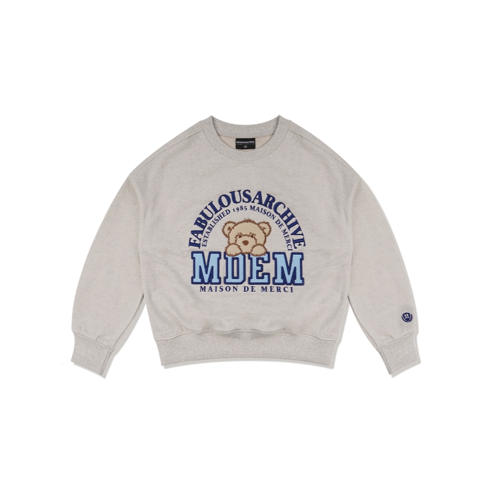 ファビュラスアーカイブウィメンズクロップリトルベアフレンズスウェットシャツオートミールネイビー (FCC1TS382W)