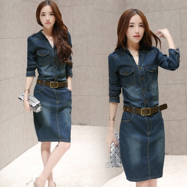 ワンピース デニムワンピース 長袖 Vネック スリム デザイン ボタン ブルーデニム ウォッシュ加工 スタイルアップ かわいい 大人可愛い きれいめ シンプル カジュアル 大人 上品 おしゃれ お洒落