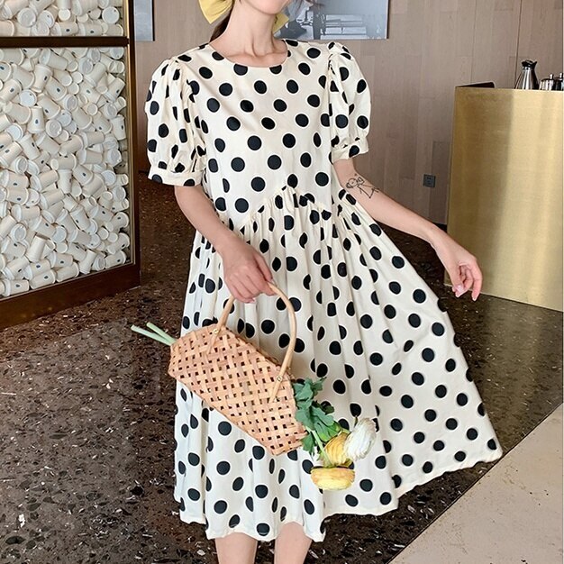 ワンピース ミモレ丈 ギャザースカート スクエアネック フレア ワイド バックスリット ガーリー ド