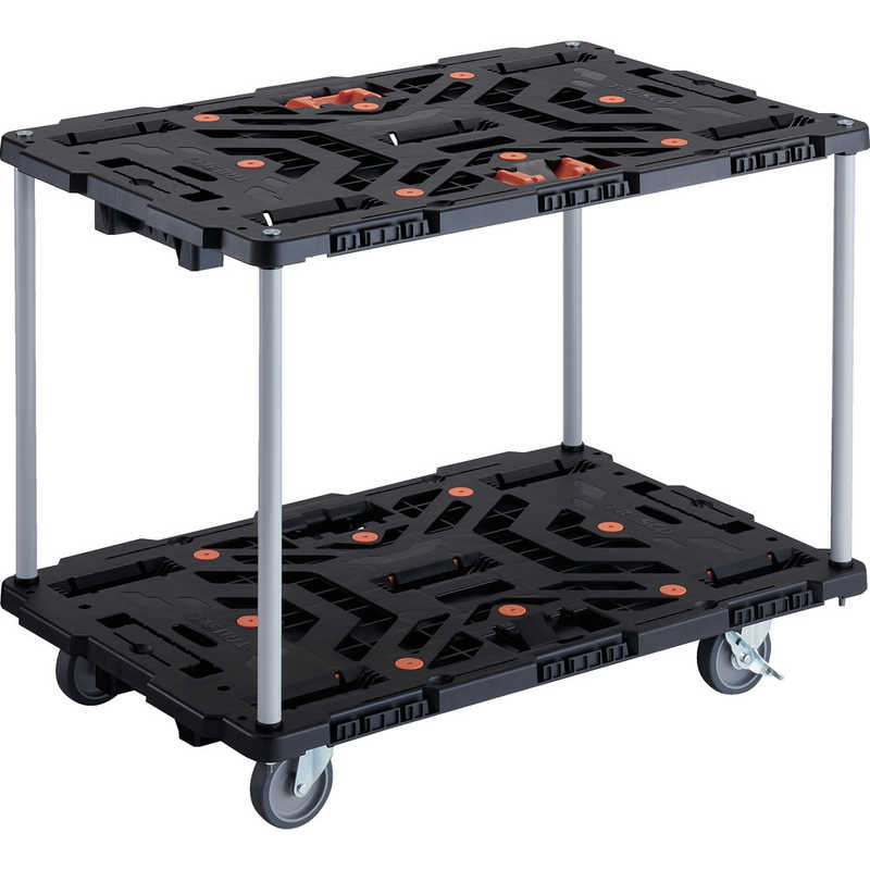 トラスコ中山　TRUSCO連結式樹脂製2段台車ビートル900X600自在5輪内2輪ストッパー付とめたろう付ハンドルなし 　BT920J5S2E100T