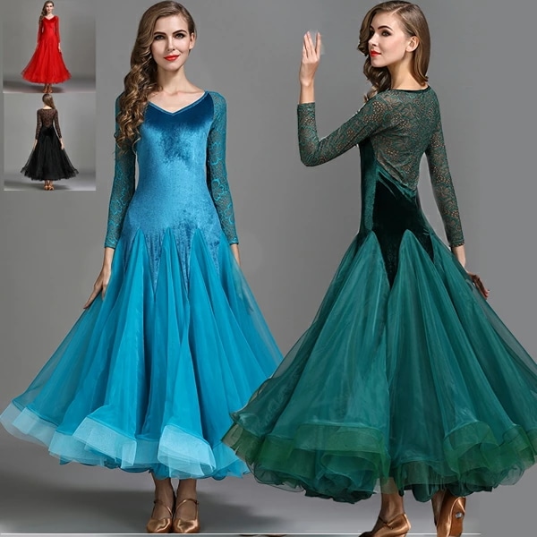 社交ダンス衣装 モダンドレス ラテンドレス ラテン衣装 社交ダンスドレス ダンスウエア 大きい裾 ダンス衣装 競技着 練習服 ワルツ タンゴ服 インターナショナルダンス モダンダンス ワンピース スタ