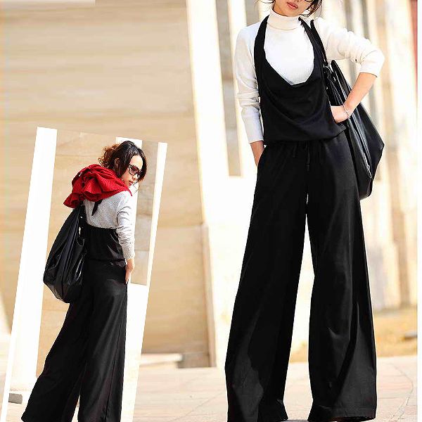 【激安販売】ジャンプスーツ　オーバーオール　オールインワン　サロペット　つなぎ　ブラック　パンツスーツ　きれいめ　上品　大人
