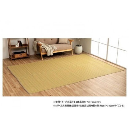 日本製 洗えるい草調カーペット ベージュ 団地間6畳 約255×340cm 1090030020502