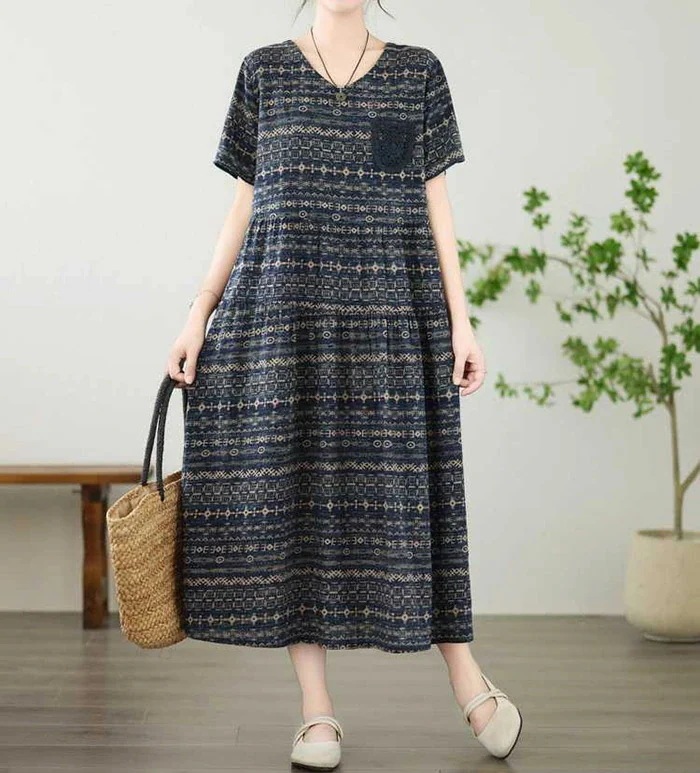 【20点セット】ワンピース 夏 レディース ロングワンピース 半袖 ロングワンピ Vネック Aライン 花柄 ポケット付き リゾートワンピース 総柄 大人可愛い ハワイアン リゾート ゆったり 体型カバ