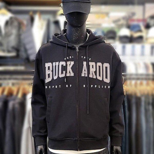 ユニ フロントロゴ アップリケ 刺繍 フード付きジップアップ-DG