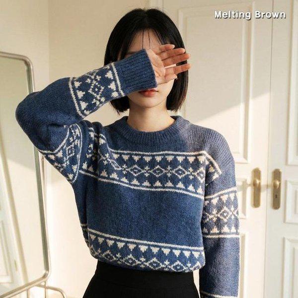 女性用ノルディックニットプルオーバーセーター PR26