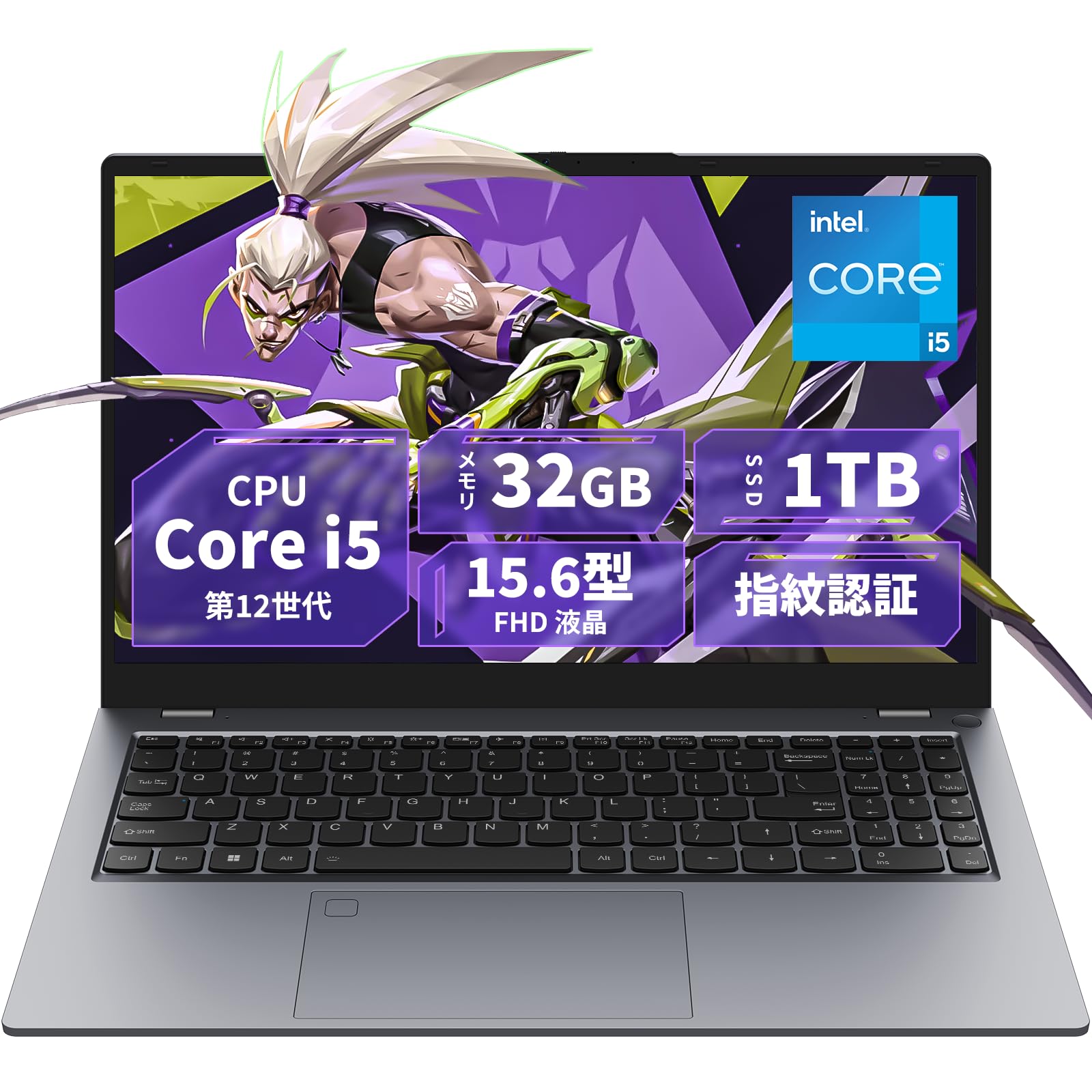 ノートパソコン Windows11 Pro Core i5-1240P ノートPC 15.6型 32GB メモリ 1TB Pcie SSD 1920*1080解像度 パソコン ノート シャッター付き2