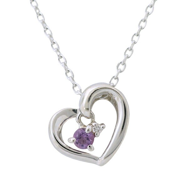 正規紙袋＆箱付 ネックレス レディース ハート 2月誕生石 ペンダント ダイヤモンド 14,162円