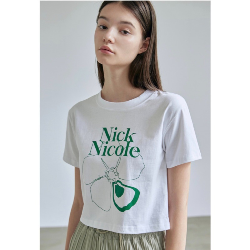 NICK&NICOLE / CROP FLOWER HALF TEE 2color クロップティー