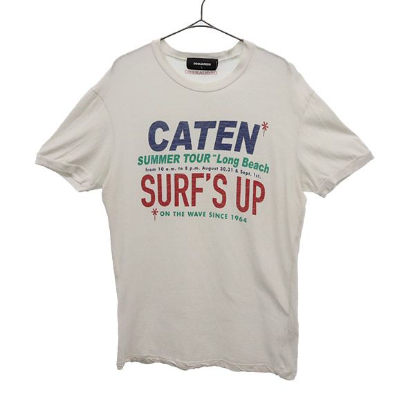 イタリア製 プリント 半袖 Tシャツ L ホワイト メンズ